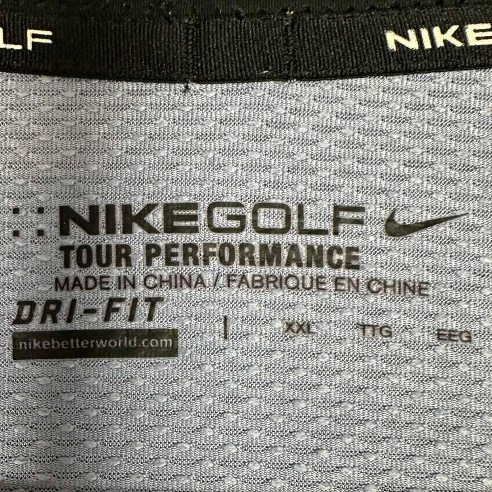 Nike Golf Polo Shirt Mens 2XL Blue Grey Tour Performance Dri-FIT Rugby Stretch